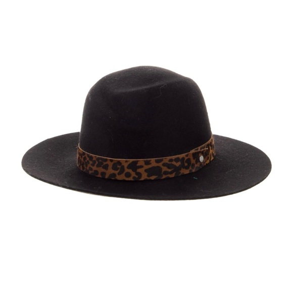 Rag & Bone - women’s fedora black 100% wool & 100% haircalf tiger print trim M - Picture 4 of 9